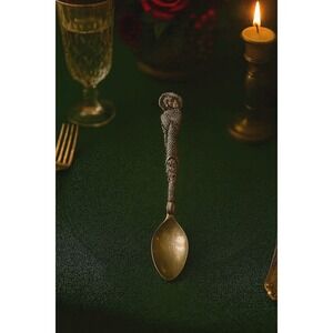 Godinger VTG Pewter Serving Spoon Ornate Owl Handle Collectible Kitchen Decor #H